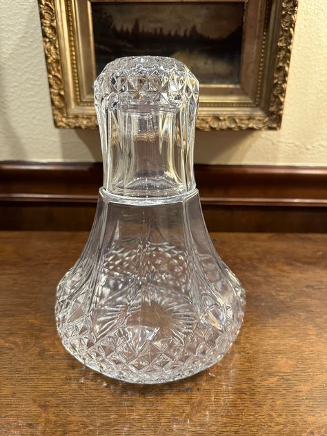 Excited to share this item from my shop: Cut Glass Crystal Carafe #etchedcarafe #crystaldecanter #crystalcarafe #cutglass #bedroomcarafe #bedsidewatercarafe #bedsidewater #watercarafe #carafeandglass Carafe Aesthetic, Crystal Carafe, Bedside Water Carafe, Bedside Carafe, Water Carafe, Antique Samplers, Wedgwood Blue, Bear Carving, Living Kitchen