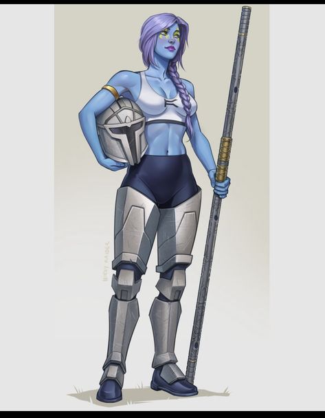 Star Wars Aliens Female, Pantoran Star Wars, Pantoran Oc, Star Wars Mandalorian Oc, Alien Armor, Thrawn Star Wars, Holding Staff, Sketch Instagram, Blue Skin