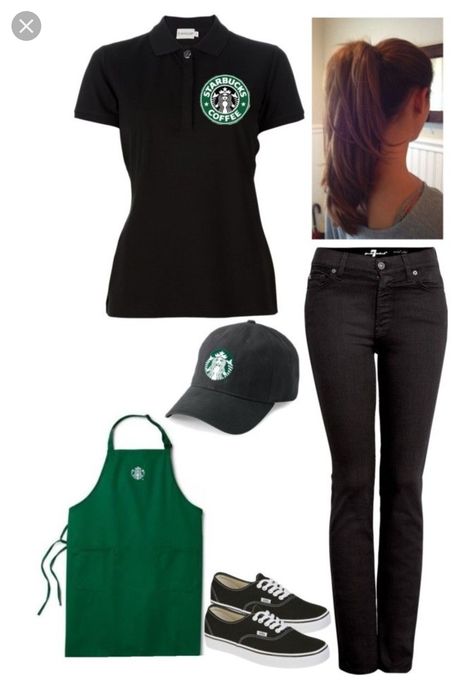 Barista Outfit Ideas, Starbucks Barista Outfit, Starbucks Dress Code, Starbucks Uniform, Starbucks Halloween Costume, Barista Outfit, Barista Uniform, Isabella Garcia, Starbucks Costume