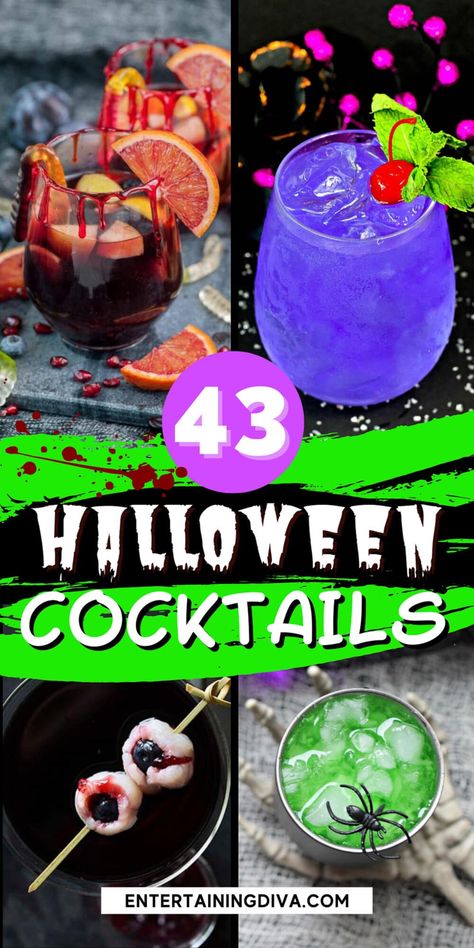 47 Of The Best Spooky Halloween Cocktails | Drinks Halloween Martini, Fun Halloween Drinks, Spooky Cocktails, Halloween Alcohol, Halloween Themed Drinks, Gothic Gloves, Halloween Shots, Halloween Party Drinks, Halloween Drinks Alcohol