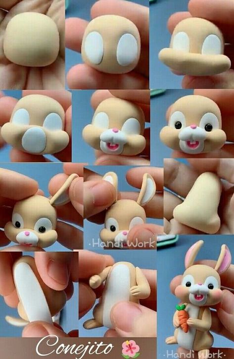 Polymer Clay Easter Ideas, Clay Crafts For Kids, Fondant Animals, Cake Topper Tutorial, Fondant Cake Toppers, Fondant Tutorial, Tanah Liat, Polymer Clay Animals, Fondant Toppers