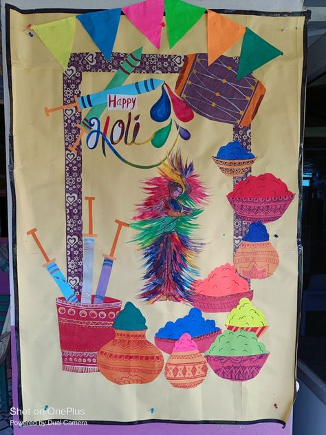 Holi Bulletin Board Decoration, Holi Theme, School Board Decoration, School Door Decorations, Cool Birthday Cards, Admission Open, School Decor, Bulletin Board Decor, Board Decoration