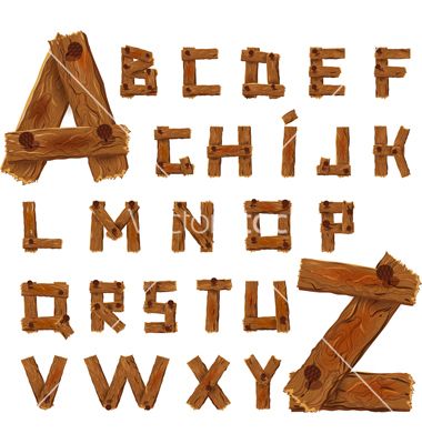 Wooden alphabet vector by Ola-Ola  on VectorStock® Wood Alphabet, Wooden Alphabet Letters, Pirate Books, Initial Art, Letter Designs, Cute Alphabet, Decorative Fonts, Typography Alphabet, Wooden Alphabet