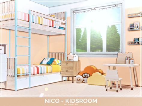 Retro Kids Room, Mermaid Bedroom, Sims 4 Bedroom, Modern Lake House, Kitchen Kit, Sims 4 Downloads, Retro Kids, Sims4 Cc, Island Living