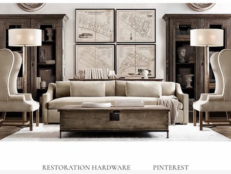 Restoration Hardware Living Room, Restoration Hardware Dining Room, Restoration Hardware Bedroom, Restoration Hardware Style, Minimalist Living Room Decor, Luxury Living Room Decor, Living Room Decor Gray, Trendy Living Rooms, Living Room Decor Ideas