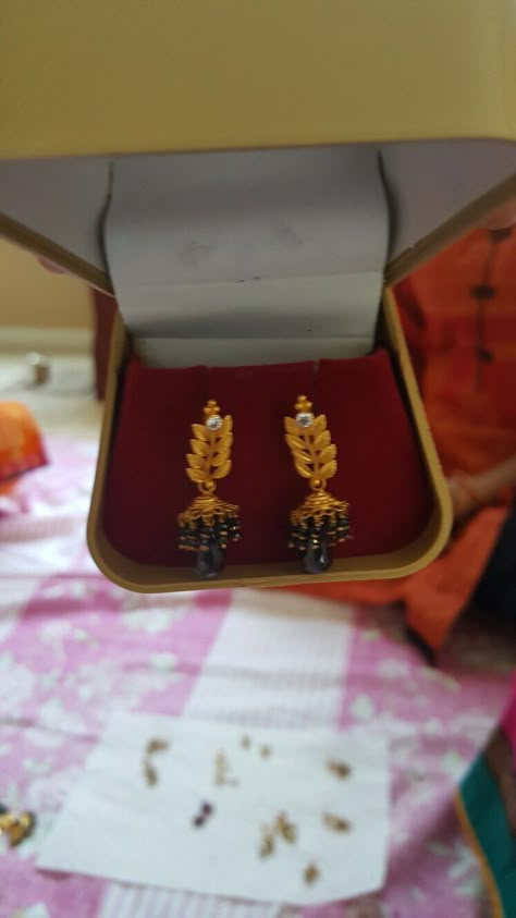 Nallapusalu earrings Nallapusalu Earrings Gold, Nallapusalu Earrings, Black Beads Ear Rings Gold, Kids Gold Jewelry, Gold Earrings Indian, Simple Gold Earrings, Gold Jhumka Earrings, Gold Jewelry Outfits, Black Beads Mangalsutra Design