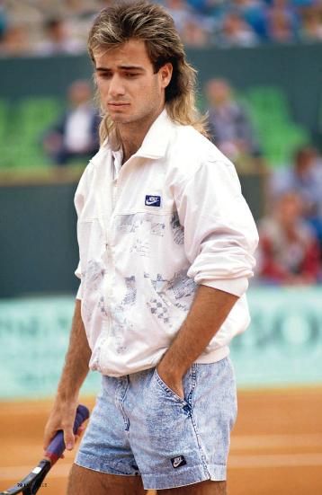 André Agassi Tennis Sport Outfit Man, 80s Sports Fashion Men, Andre 3000 Overalls, Andre Leon Talley Fashion, Andre Agassi 80s, 1980’s Fashion, Andre Agassi, Wimbledon Tennis, Nike Tennis