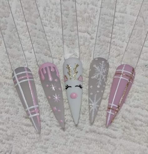 Pink Stiletto Christmas Nails, Stiletto Christmas Nails, Pink Xmas Nails, Christmas Stiletto Nails, Pastel Christmas Nails, Pink Christmas Nails Acrylic, X Mas Nails, Pink Christmas Nail Designs, Pink Christmas Nails