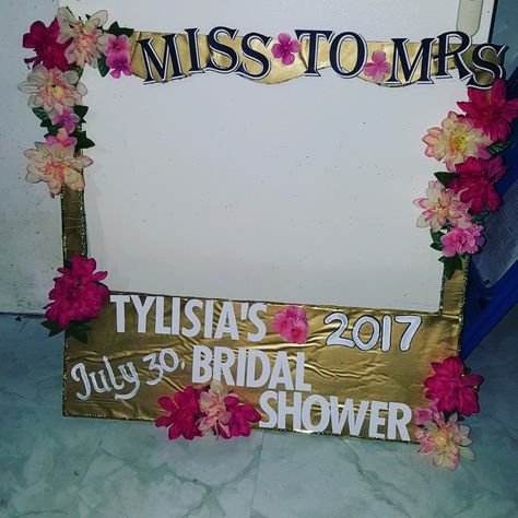 Bridal shower photo booth frame #diy #misstomrs Miss To Mrs Shower Ideas Backdrop, Bridal Shower Photo Frame, Photo Booth Frame For Bridal Shower Diy, Bridal Shower Picture Frame Prop, Hen Party Photo Frame, Bridal Shower Pictures, Bridal Shower Photos, Photo Booth Frame, Photo Booth