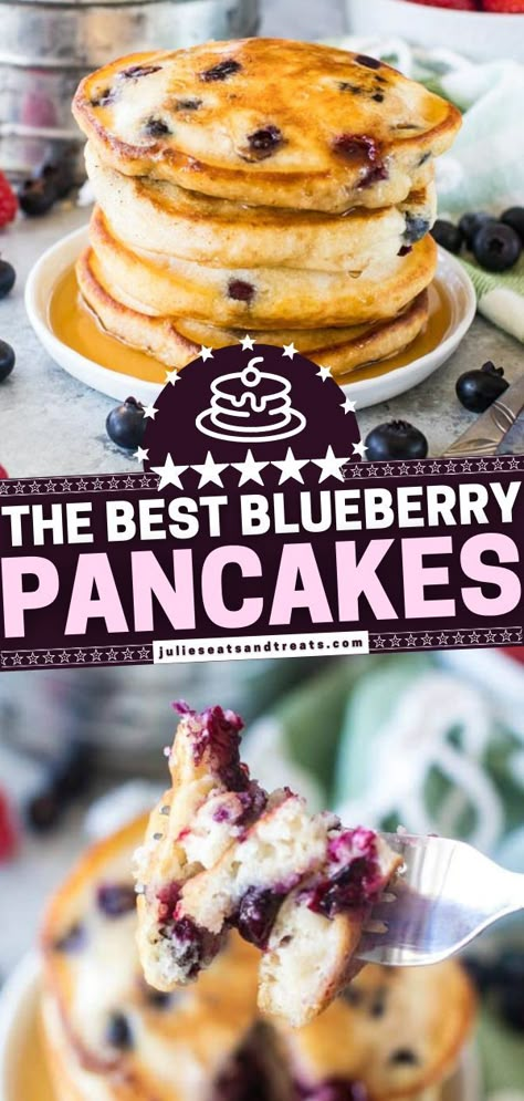 Best Blueberry Pancakes, Light Fluffy Pancakes, Blueberry Pancakes Easy, Homemade Blueberry Pancakes, Fluffy Blueberry Pancakes, Lemon Blueberry Pancakes, Blueberry Pancakes Recipe, Berry Pancakes, Blueberry Pancake