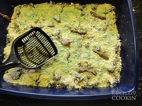 Gross Halloween Foods, Kitty Litter Cake, Holiday Casseroles, Halloween Party Treats, Kitty Litter, Easy Halloween Food, Halloween Food For Party, Halloween Cakes, Halloween Recipes