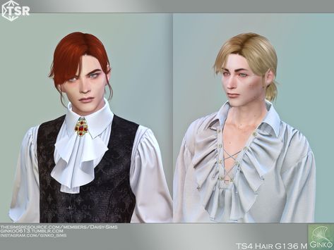 Mens Ponytail Hairstyles, Two Buns Hairstyle, Man Ponytail, Sims 4 Hair Male, Side Ponytails, Men Blonde Hair, Short Hair Ponytail, Medieval Hairstyles, Short Ponytail