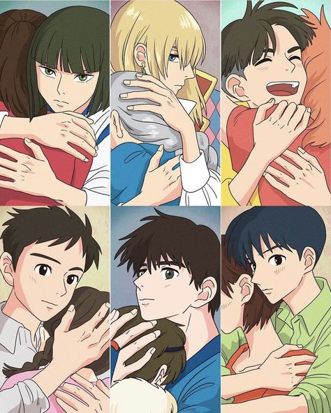 Gibli Studio Icon, Studio Ghibli Couples, Haku Chihiro, Ghibli Icons, Ghibli Fanart, Howls Moving Castle Art, Ghibli Characters, Hug Day, Wallpaper Studio