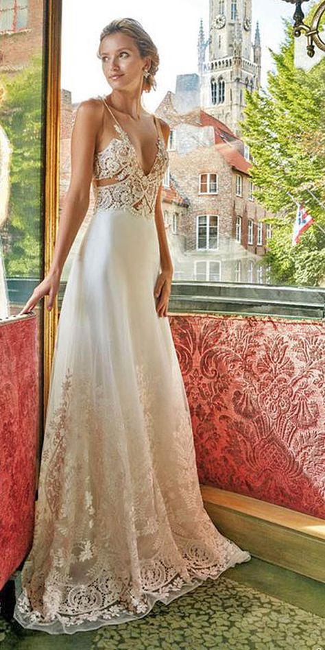 Jeweled Wedding Dresses - Trend For 2016 ❤ See more: http://www.weddingforward.com/jeweled-wedding-dresses/ #weddings #dresses Wedding Dresses 2023 Trend, Wedding Dresses 2023, Bride Stuff, Jeweled Wedding Dress, Milla Nova, Tea Length Wedding, 2016 Wedding Dresses, Tea Length Wedding Dress, Wedding Gowns Vintage