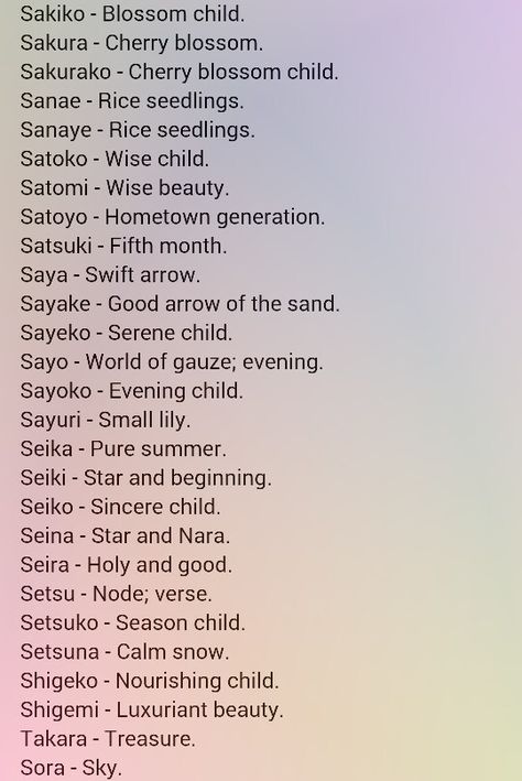 Japanese girl names part 6 I'm putting this in wedding because I don't have anywhere else to put it Kitsune Names, Japanese Girl Names, Japanese Names And Meanings, Bahasa China, Bahasa Jepun, Materi Bahasa Jepang, Learn Japanese Words, Japanese Phrases, Japanese Language Learning