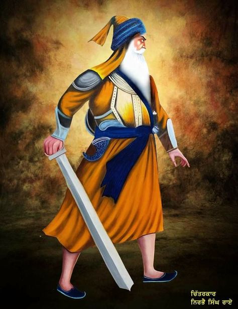 Oil painting made by Artist Nirbhai Singh Rai Mor Pankh Background, Sikh Warrior, Guru Wallpaper, Baba Deep Singh Ji, Guru Nanak Photo, Warrior Paint, New Images Hd, Armor Clothing, Nanak Dev Ji