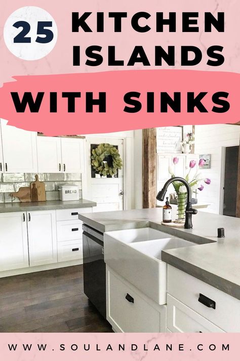 Kitchen Island With Seating And Sink And Dishwasher, Kitchen Islands With Farmhouse Sinks, How To Install Kitchen Island With Sink, Island Kitchen Ideas With Sink, Kitchen Island Sinks Ideas, Kitchen Landing Zone, Kitchen Layout Sink In Island, Kitchen Island With Sink Dimensions, Sink Off Center In Island