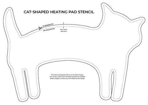 DIY: Cat-shaped heating pads Homemade Rice Heating Pads, Animal Heating Pad Diy, Cat Heating Pad Pattern, Shoulder Heating Pad Pattern, Heat Pack Sewing Pattern, Sewing Heating Pads, Heating Pad Sewing Pattern, Cat Heating Pad, How To Make A Heating Pad