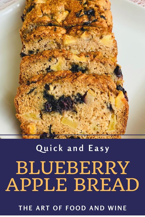 Blueberry Apple Quick Bread is a classic quick bread which is great for a sweet breakfast or a tasty snack. You can also make delicious muffins in a flash. #blueberrybread #blueberryapple #blueberryapplebread #quickbreads #blueberryquickbread #blueberryapplequickbread #bread #blueberry #apples #applesrecipes #dessert #breakfastrecipes #brunc Apple Blueberry Bread Recipe, Apple Blueberry Bread, Apple And Blueberry Recipes, Blueberry Apple Recipes, Bisquick Blueberry Bread, Easy Blueberry Bread Simple, Blueberry Bread With Frozen Blueberries, Blueberry Quick Bread, Blueberry Bread Recipe