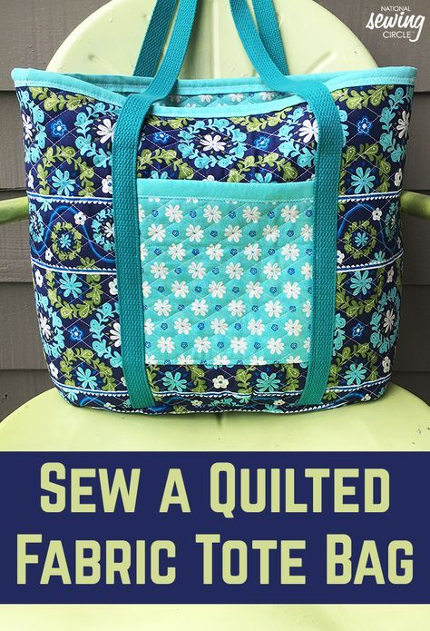 Pre Quilted Fabric, Tote Bag Pattern Free, Fabric Tote Bag, Quilted Bags, Sewing Circles, Bag Pattern Free, Tote Bags Sewing, Woodworking Joints, Quilted Tote Bags