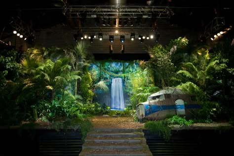 Runway staging for DSquared2, Spring/Summer 2014 RTW at Milan's Mens Fashion Week.  Photo: DSquared2. Waterfall Stage Design, Forest Stage Design, Green Stage Design, Stage Green, Nature Set Design, Runway Stage, Garden Stage Design, Garden Stage, Nature Stage Design