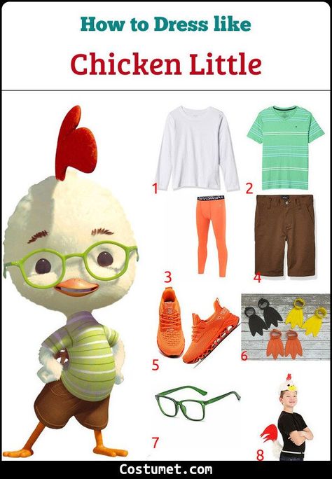 Cartoon Costumes Ideas, Childhood Characters Costume, Chicken Little Characters, Duck From Chicken Little, Chicken Little Costume, Cartoon Characters Costumes Ideas, Orchestra Outfit, Anime Costume Ideas, Kim Boggs