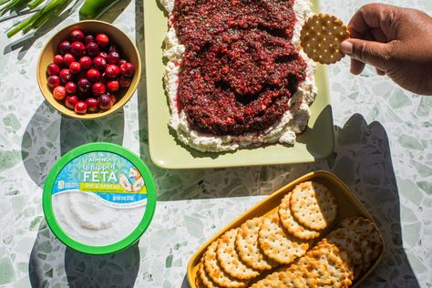 Whipped Feta with Cranberry Relish - Athenos Cranberry Jalapeno Dip, Cranberry Jalapeño, Jalapeno Dip, Fresh Cranberry, Cranberry Relish, Whipped Feta, Fresh Cranberries, Next Holiday, Dip Recipes