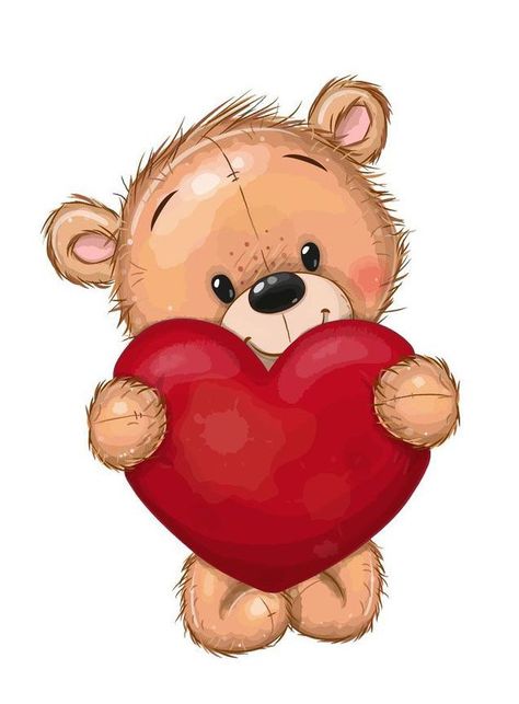 Valentines Toppers, Valentines Day Drawing, Valentines Illustration, Baby Animal Drawings, Valentines Art, Tatty Teddy, Valentine Cookies, Bear Art, Arte Animal