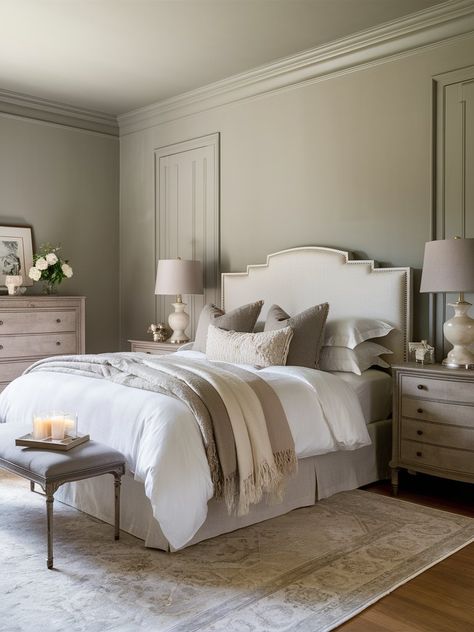 Benjamin Moore Senora Gray Bedroom Greige, Benjamin Moore Bedroom, Taupe Paint Colors, Taupe Bedroom, Taupe Paint, Beige Bedroom, Gray And Brown, Neutral Shades, Bedroom Paint