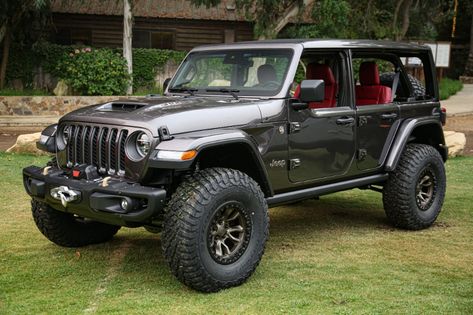 We drive Jeep's 450-hp 392 Wrangler concept | Hagerty Media Jeep Wrangler 392, Jeep 392, Jeep Wrangler Girl, Half Doors, Off Roaders, Custom Jeep Wrangler, Famous Kids, Jeep Pickup, Jerry Can