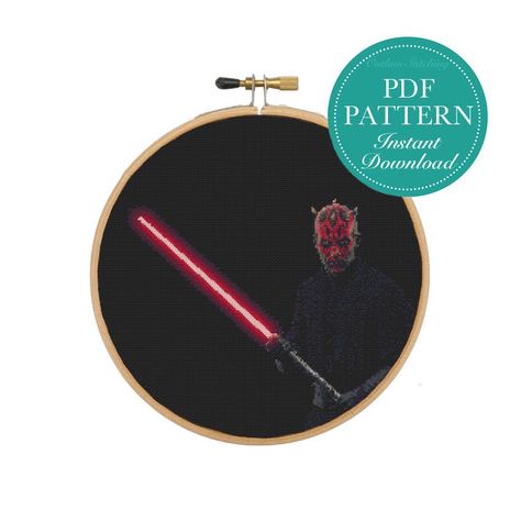 Excited to share this item from my #etsy shop: Counted Cross Stitch Pattern - Darth Maul, Star Wars Inspired Cross Stitch Pattern, Stormtrooper, Darth Vader, Star Wars Art, Jedi, Republic #starwarsart #starwarsembroidery #crossstitchart #wallhanging #wallart #crossstitchpattern #starwarsgift Maul Star Wars, Star Wars Embroidery, Art Cross Stitch, Darth Vader Star Wars, Hanging Diy, Vader Star Wars, Stitch Guide, Wall Hanging Diy, Darth Maul