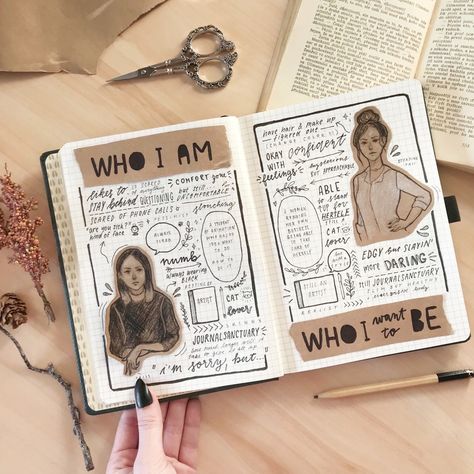 I’m sorry I don’t post much here but I hit 100k followers today and I’m??? Thank you so much  here have a spread from my personal journal to maybe get to know me better!! (I was inspired by Lavendaire) I love you!! ♥️ Journal D'inspiration, Kunstjournal Inspiration, Album Journal, Bullet Journal Aesthetic, Bullet Journal Notebook, Diary Ideas, Bullet Journal Writing, Bullet Journal Art, Journal Aesthetic