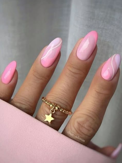 light pink swirl nails Bridal Pink Nails, Pink Formal Nails, Bachelorette Nails The Bride, Bachelorette Nails, Short Pink Nails, Pale Pink Nails, Bright Pink Nails, Pink Nail Colors, Simple Spring Nails