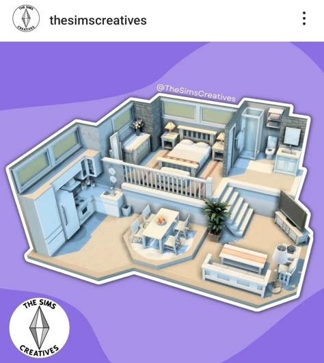 Sims Dollhouse, Sims 4 Loft, Sims 4 Houses Layout, Lotes The Sims 4, Sims Houses, Sims Free Play, Sims Builds, Sims 4 House Plans, Sims 4 House Building