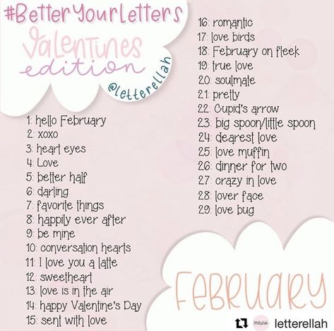 February Prompts, Kinds Of Love, Pink Drawing, Photo A Day Challenge, Journal Challenge, Drawing Prompts, Lettering Challenge, Drawing Prompt, Better Half