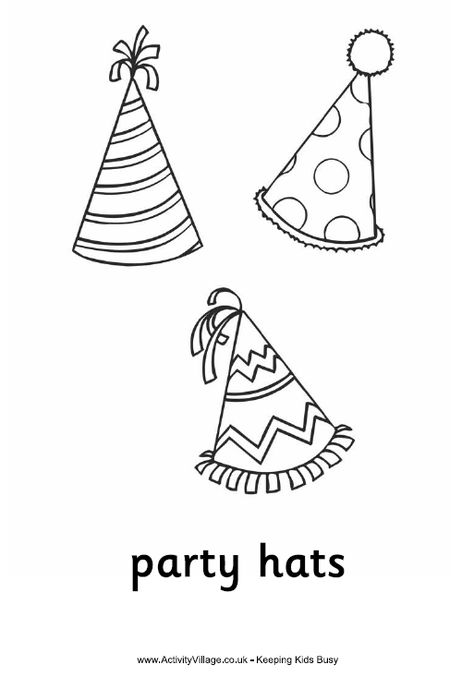 Party hats colouring page with word underneath Space Party Decorations, Diy Cake Topper Birthday, Keeping Kids Busy, Birthday Coloring Pages, Coloring Pages Inspirational, Bunny Party, Montessori Ideas, Colouring Page, Birthday Party Hats