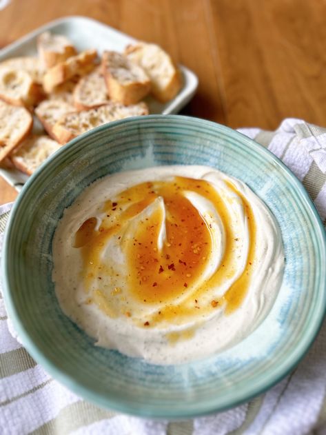 Whipped Boursin Hot Honey Dip Hot Boursin Cheese Dip, Hot Honey Dip, Boursin Dip, Honey Dip, Boursin Cheese, Random Recipes, Holiday Appetizer, Herb Cheese, Hot Honey