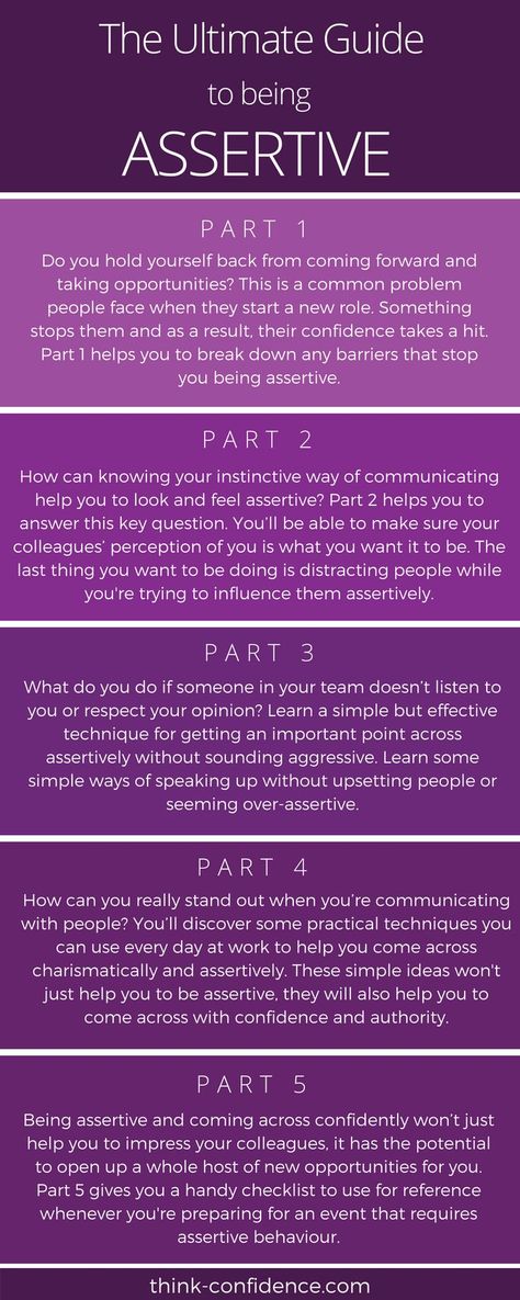 Click infographic - Comprehensive Guide to being ASSERTIVE. Learn how to get your point across without distracting people or seeming aggressive. #assertive #assertiveness #guide #steps #assertively How To Be Assertive, Being Assertive, Be Assertive, Assertive Communication, Best Books, Recipe Inspiration, Self Improvement Tips, Emotional Intelligence, Communication Skills