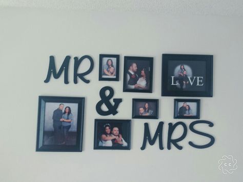 Mr And Mrs Bedroom Ideas, Room Decoration For Newly Married Couple, Me And Mrs Bedroom Decor, Mr And Mrs Bedroom, Mr Mrs Bedroom, Marriage Wall Art With Pictures, Mr & Mrs Bedroom Decor Ideas, Wall Bedroom Decor, Photo Walls