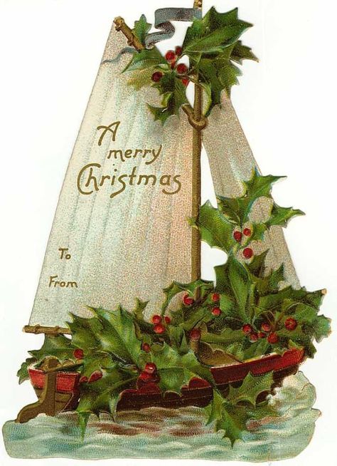 Merry Christmas My Friend, Christmas Gift Tags Free, Nautical Christmas, Vintage Christmas Gifts, Vintage Christmas Images, Art Carte, My Funny Valentine, Victorian Christmas, Christmas Postcard