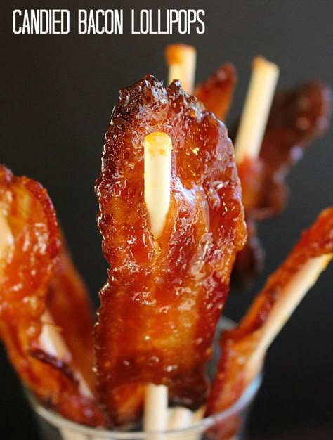 Candied Bacon Lollipops Candied Bacon On A Stick, Vanilla Bourbon Bacon Lollipops, Bacon Lollipops Sticks, Smoked Candied Bacon, Bacon On A Stick Skewers, Pork Lollipops, Bacon Aesthetic, Bacon Sticks, Bacon Lollipops