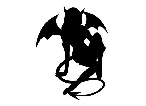 Succubus Devil Silhouette, Female Demons, Devil Tattoo, Silhouette Drawing, Silhouette Tattoos, Ange Demon, Girl Silhouette, Outdoor Stickers, Wings Tattoo