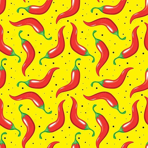 Red Spicy Chili Pepper Vegetables On Yellow Background Seamless Pattern Background Cabai, Red Chili Peppers, Chili Red, Raw Diet, Yellow Pepper, Spicy Chili, Beautiful House Plans, Green Chilli, Red Hot Chili Peppers