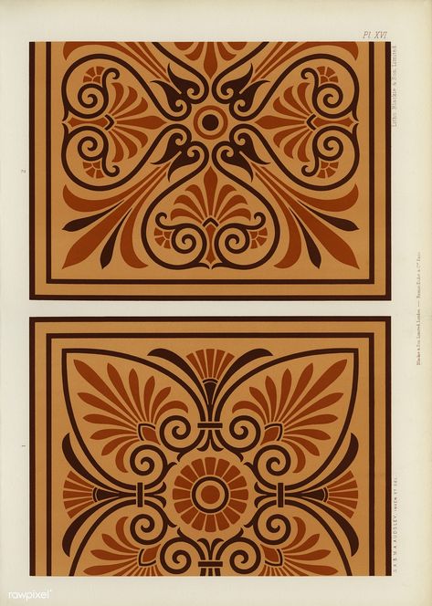 Free Public Domain | Greek pattern from The Practical Decorator and Ornamentist (1892) by G.A Audsley and M.A. Audsley. Digitally enhanced from our own original first edition of the publication. Greek Motifs, Etruscan Art, Medieval Pattern, Greek Pattern, Ancient Greek Art, Graphic Design Books, Free Illustration Images, Retro Wall Clock, Antique Illustration