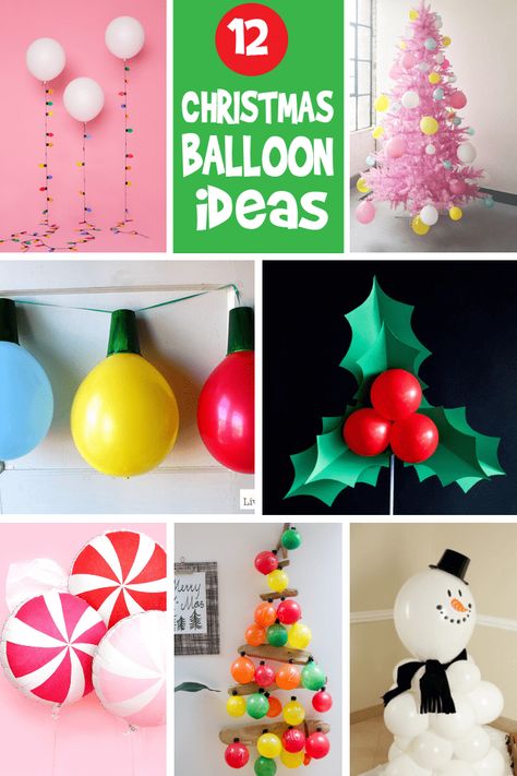 12 Christmas balloons decorations -- DIY Christmas decorations using balloons -- budget-friendly, easy holiday ideas for a festive party Christmas Balloon Decorations, Elegant Christmas Decor, Balloons Decorations, Kids Christmas Party, Diy Balloon Decorations, Balloon Ideas, Beautiful Christmas Decorations, Easy Christmas Decorations, Diy Christmas Decorations