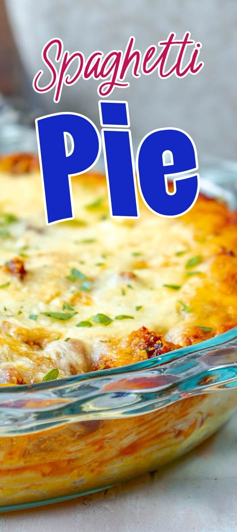 Spaghetti Pie Recipe Easy, Spaghetti Pie Casserole, Easy Spaghetti Recipes, Baked Spagetti, Baked Spaghetti Pie, Recipes Ground Turkey, Cheese Pasta Sauce, Easy Baked Spaghetti Recipe, Spaghetti Pie Recipes