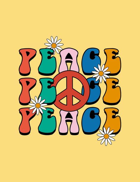 Peace Peace Peace
We all need some peace and this print will bring that to any room in your home. Bring back the 60s and 70s and the peace!! Posters On Wall Bedroom Printable, 60s 70s Aesthetic, 60s Groovy Art, The 60s Aesthetic, 70s Word Art, Positive Retro Poster, Indie Groovy Graphic, Peace Poster, Peace Sign Art Hippie Flower Power