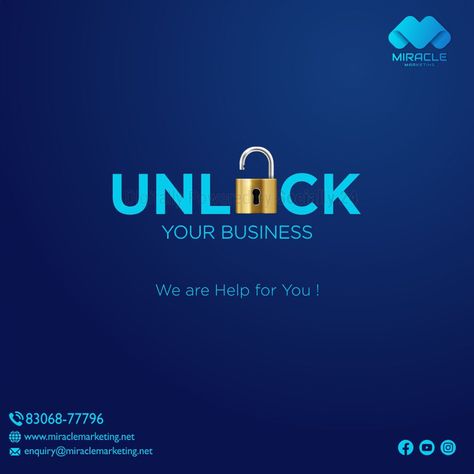 Unlock your Business with us ! Contact us at : 8306877796 Visit : www.miraclemarketing.net Email : enquiry@miraclemarketing.net . #miraclemarketing #business #branding #digitalmarketing #brandidentity #marketingstrategytips #MarketingAgency #socialmedia #advertising #brandingstrategy #socialmediamarketing Social Media Design Graphics, Creative Ads, Creative Agency, Brand Strategy, Business Branding, Social Media Design, 3d Design, Marketing Agency, Marketing Strategy