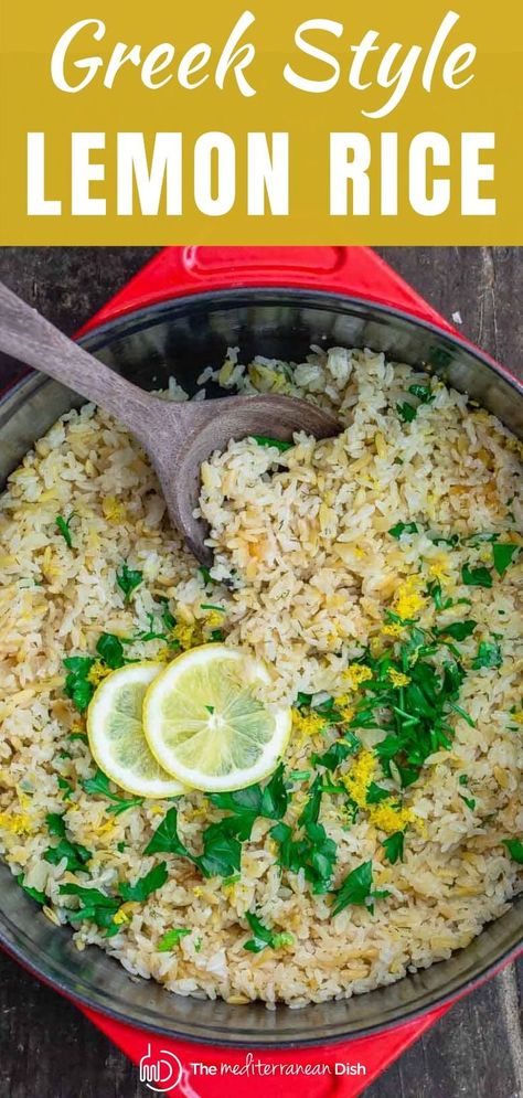 Easy Lemon Rice, Lemon Rice Recipe, Rice Lemon, Greek Lemon Rice, Greek Restaurant, Rice Side Dishes, Lemon Rice, Rice Pilaf, Greek Dishes