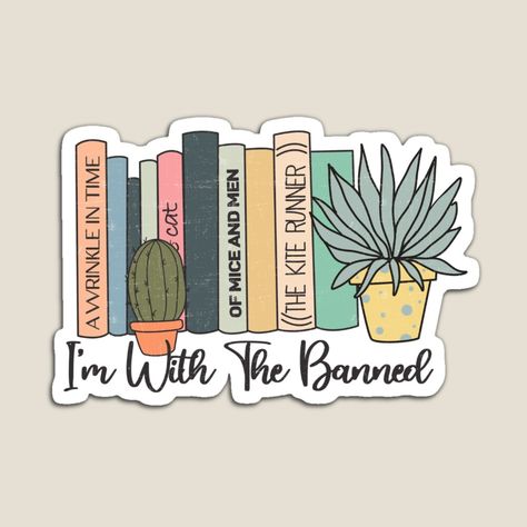 Books And Plants, I Read Banned Books, Magic Rabbit, Reading Svg, Read Banned Books, Kindle Stickers, The Kite Runner, Teacher Librarian, Gifts For Librarians